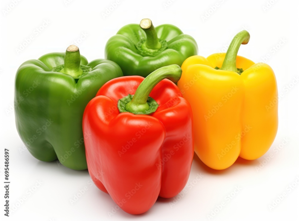 fresh and colorful capsicum on white background. fresh and colorful capsicum on white background.