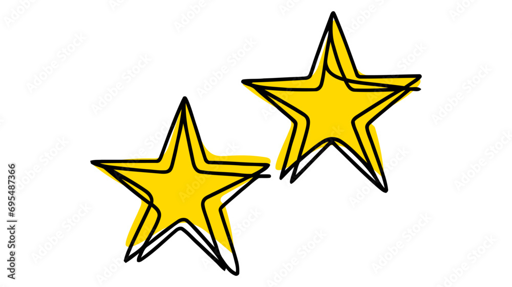 Hand draw doodle of two stars illustration in continuous line arts style vector Hand draw doodle of two stars illustration in continuous line arts style vector