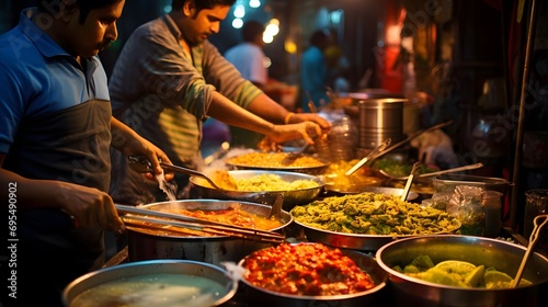 Street food in the evening at Kolkata  West Bengal  India