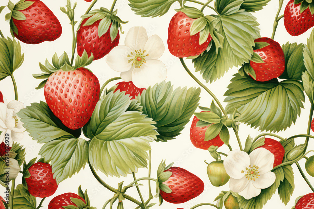 Summer berries background art strawberry food fresh nature pattern illustration background watercolor