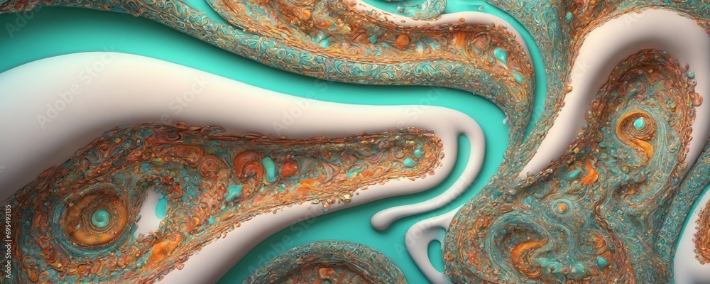 a computer generated image of a pattern of orange and blue