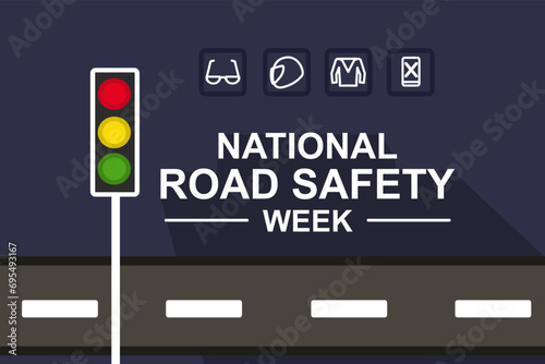 Creative Template Design for National Road Safety Week, 11 to 17 January Every Year. Editable Illustration.vector