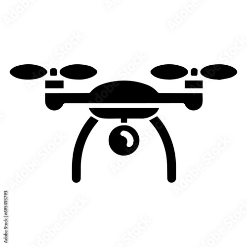 Minimal Quadcopter icon vector silhouette, white background, fill with black 