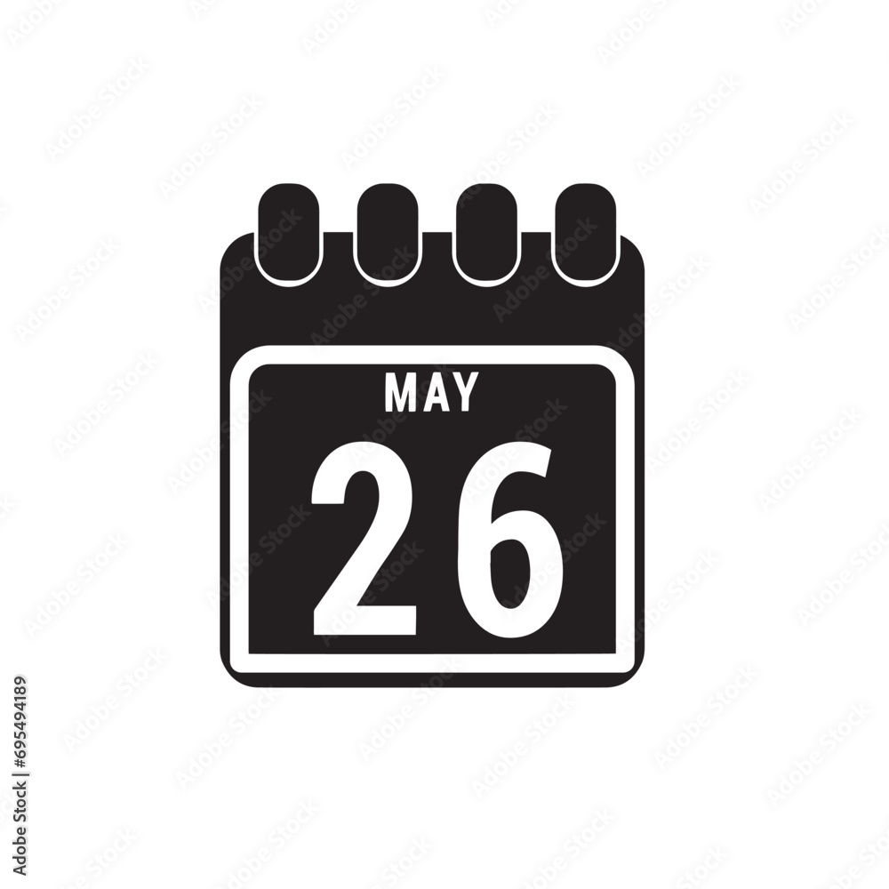 Calendar displaying day 26 (twenty-sixth) of the May - Day 26 of the month. Illustration Calendar displaying day 26 (twenty-sixth) of the May - Day 26 of the month. Illustration