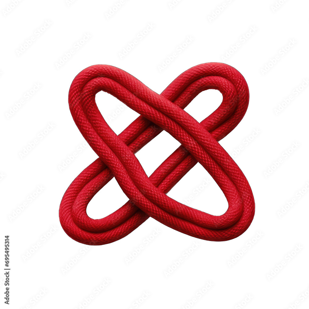 Fototapeta premium Bowline loop in red velvet isolated on transparent background