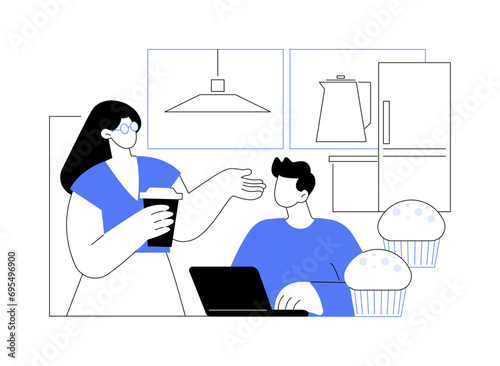 Office kitchen isolated cartoon vector illustrations.