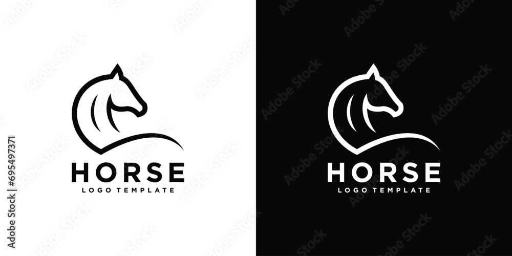 Simple Horse Logo. Horseback Logo Design Icon Symbol Template - obrazy, fototapety, plakaty 