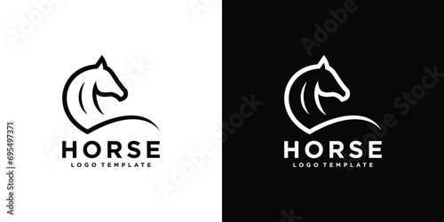 Simple Horse Logo. Horseback Logo Design Icon Symbol Template