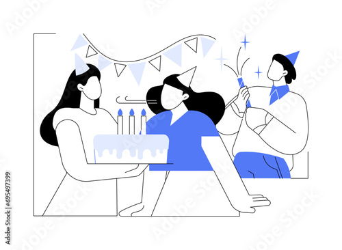 Birthday office party isolated cartoon vector illustrations.