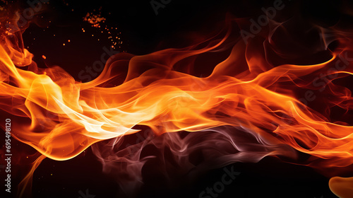 Fire abstract background with flames and copyspace. Isolated on black background