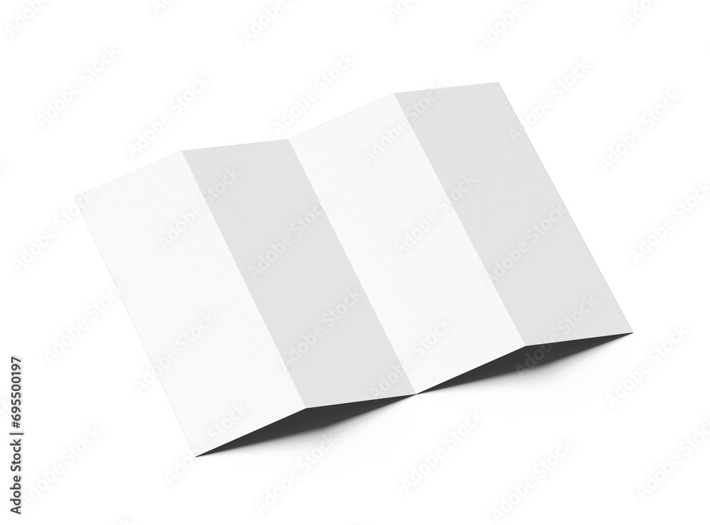 Blank accordion 4 panel fold US letter size leaflet render on ...