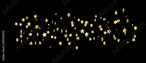 XMAS Stars - Banner with golden decoration. Festive border with falling glitter dust and stars.