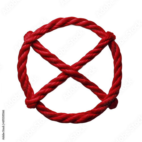 Bowline loop in red velvet isolated on transparent background