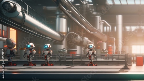 ai robot factory cinematic wallpaper