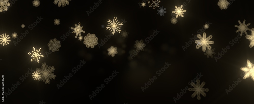 Snowflakes and bokeh lights on the blue Merry Christmas background. 3D render Snowflakes and bokeh lights on the blue Merry Christmas background. 3D render
