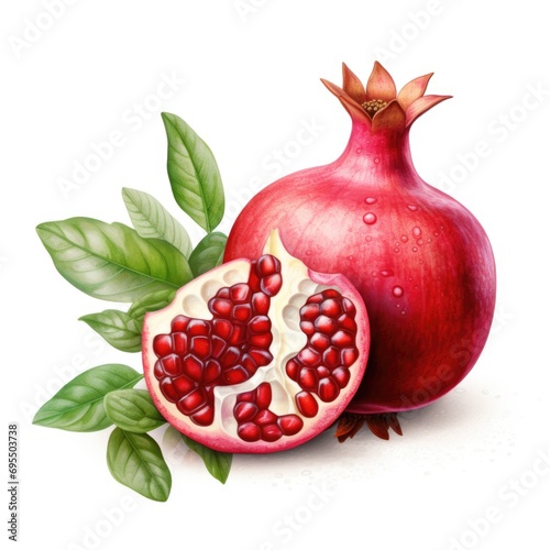 A drawing of a pomegranate cut in half.