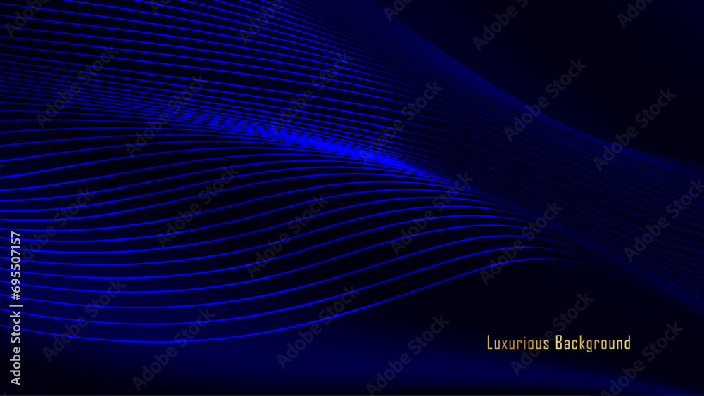 Vector minimalist luxurious dynamic blue black wavy background with golden text. modern black-blue silk luxury background for business Vector minimalist luxurious dynamic blue black wavy background with golden text. modern black-blue silk luxury background for business