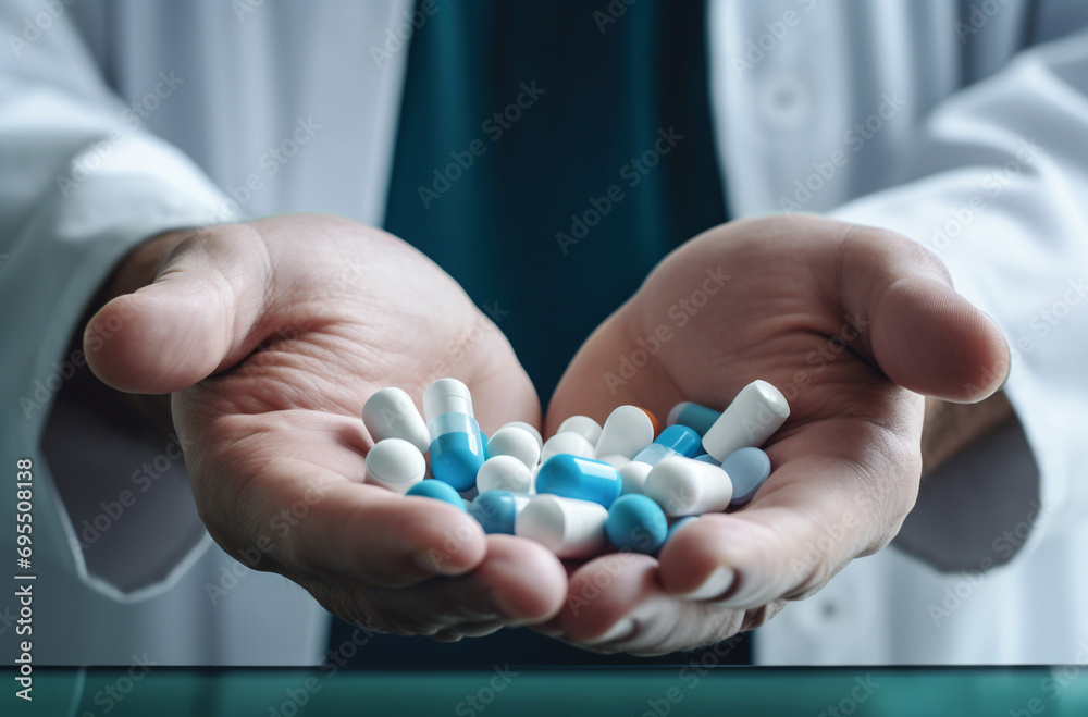 doctor holding pills doctor holding pills