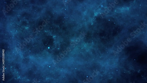 Blue outer space background with gaseous clouds, stars and space dust.
