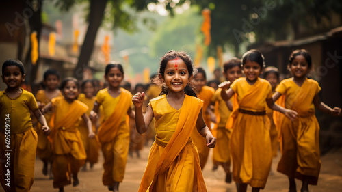 Indian School Girl Celebrating Children's Day