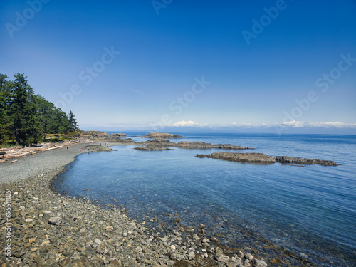 Neck Point Park, beach, and Stone islet, Nanaimo, British Colombia, Canada