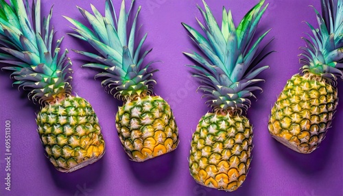 painted pineapples on a vivid purple background
