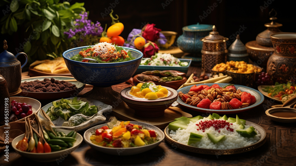 Happy Nowruz, Traditional Table Of Nowruz, Eid Nowruz, Nowruz celebration, Generative Ai