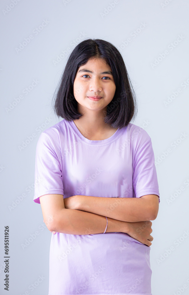 Young Asian girl isolated on colored background,Cute asian woman in color casual dress thinking and imagination isolated on pink background Young Asian girl isolated on colored background,Cute asian woman in color casual dress thinking and imagination isolated on pink background