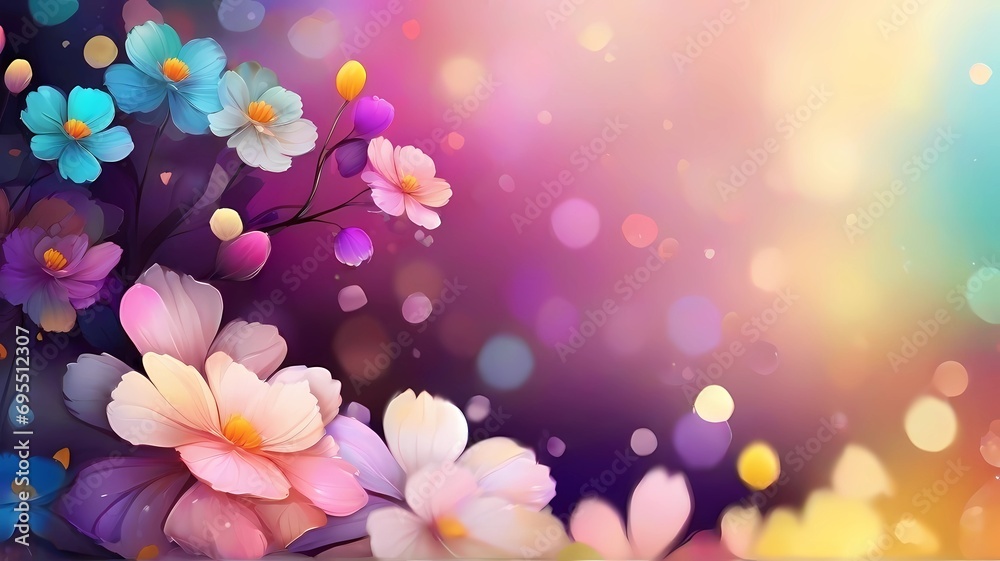 La Elegancia de la Primavera: Flores que Florecen en un Estallido Floral, Capturando la Belleza de la Naturaleza en una Ilustración Morada, Perfecta para Empapelar con el Arte de la Temporada
