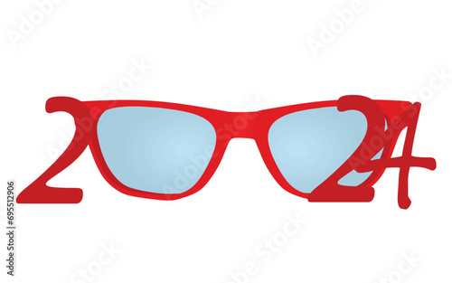 2024 year sunglasses. vector illustration