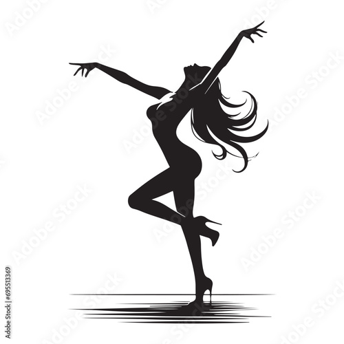 Woman Dancing Cooking Silhouette: Whirling Dervish, Spirited Poses, and Silhouetted Mystical Movements - Minimallest lady dance black vector girl dancing Silhouette
