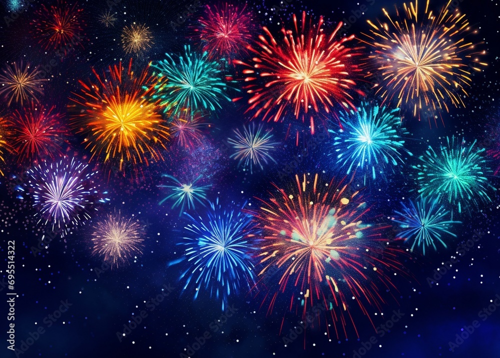 Fireworks background, New Year's Eve, Fireworks festival, 