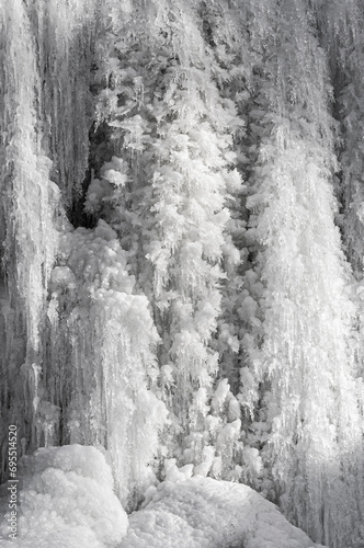 Naturally occurring winter ice sculptures and formations on Creve Couer Lake in St. Louis Missouri 