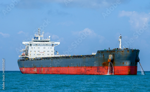 Fototapeta Naklejka Na Ścianę i Meble -  Cargo ship standing on the anchor.
