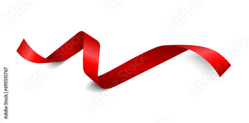 A curly red ribbon for Christmas and birthday present isolated against a transparent background. photo