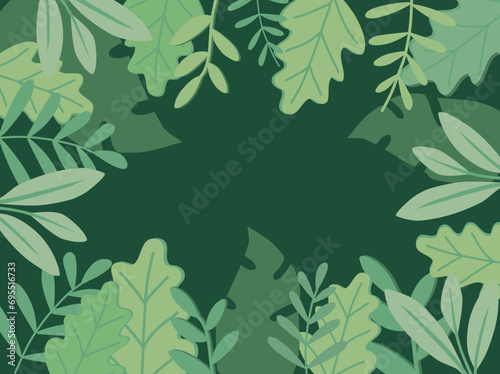 Wallpaper Mural decorative background leafs plants, jungle, forest, plant frame border botanical green Torontodigital.ca