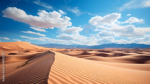 Beautiful panoramic view of the Sahara desert in Morocco.