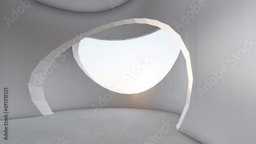 Interior architecture background curved walls and openings 3d render