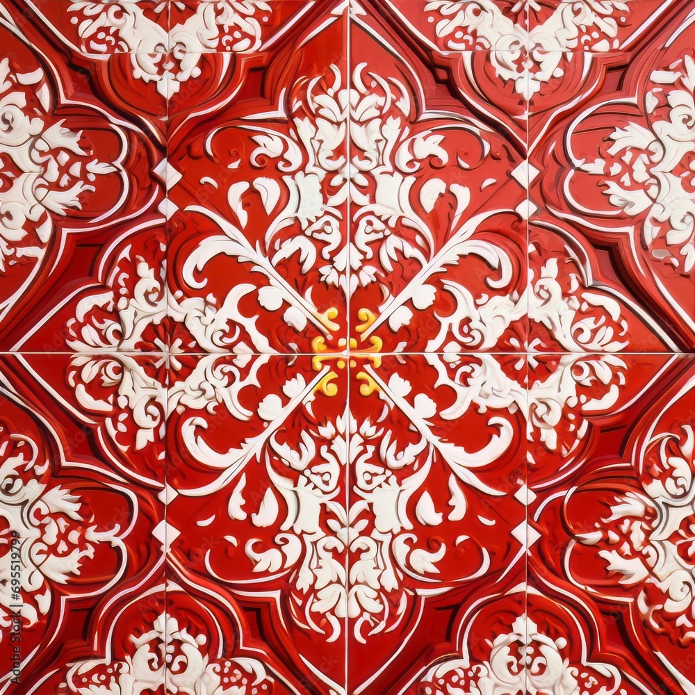 Pattern of azulejos red tiles Pattern of azulejos red tiles