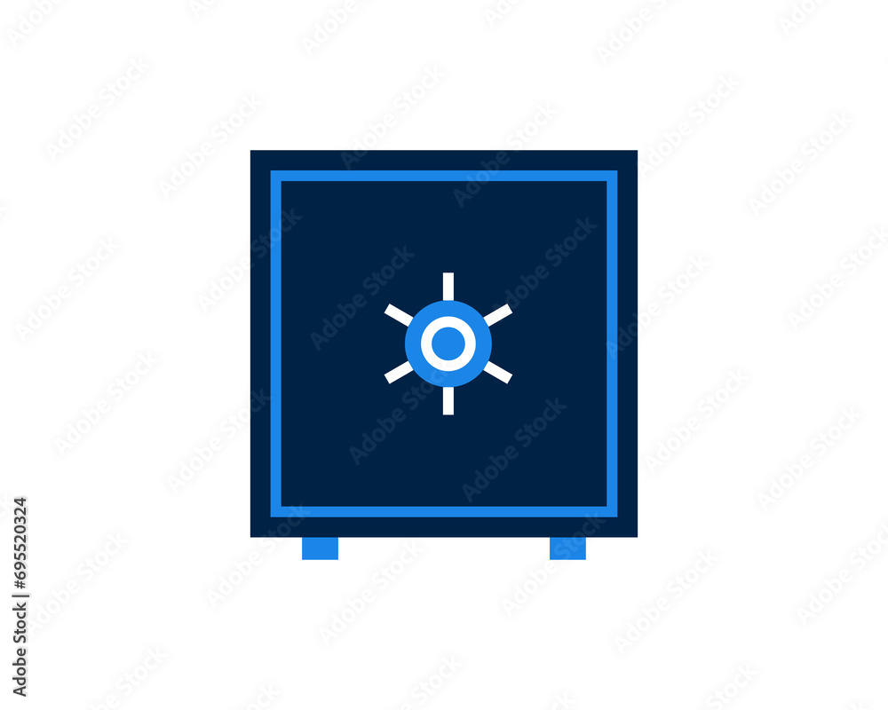 an iron safe for storing money . Vector illustration in flat style design.