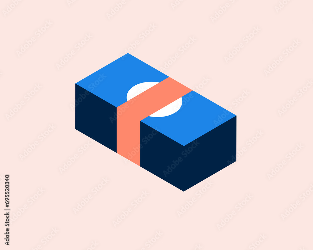 wad of cash. Vector illustration in flat style design. wad of cash. Vector illustration in flat style design.