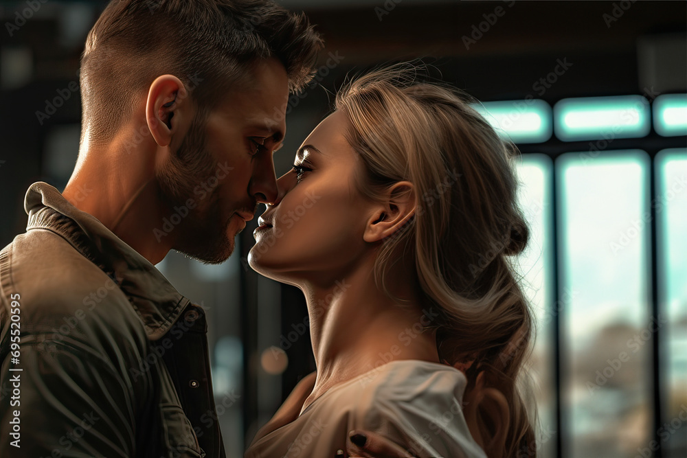 Couple kissing.kissing couple.Young man and woman in love Couple kissing.kissing couple.Young man and woman in love