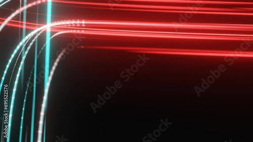 Beautiful abstract wavy lines, Glowing streams of light in motion. 3d light trails animation, abstract minimalist background, neon spiral line