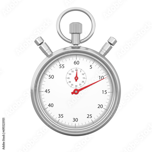 3D Rendering Silver Stopwatch Isolated On Transparent Background, PNG File Add