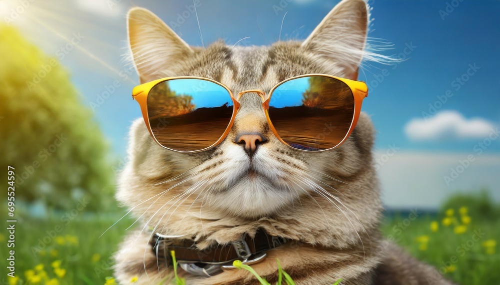 funny cat portrait in sunglasses