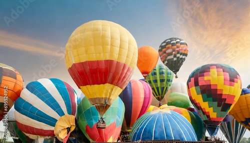 a group of colorful hot air balloons on background