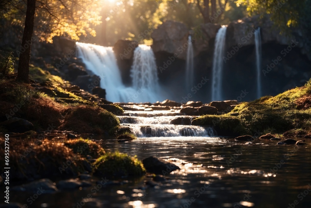 Beautiful waterfall snow period snowy weather. ai generative Beautiful waterfall snow period snowy weather. ai generative