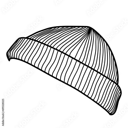 beanie hat line art vector winter illustration