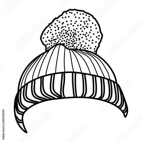 beanie hat line art vector illustration