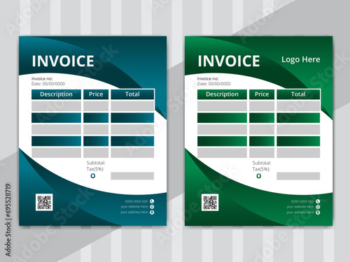 Vector Creative Invoice Design Template With 2 Color Variations